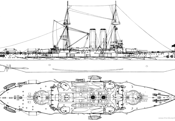 Боевой корабль HMS King Edward VII 1905 [Battleship] - чертежи, габариты, рисунки
